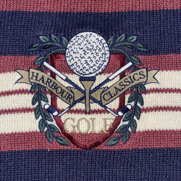 Vtg Harbour Classics Men's L Burgundy Golf Crew Neck Pull Over Grandpa Sweater - Picture 4 of 7